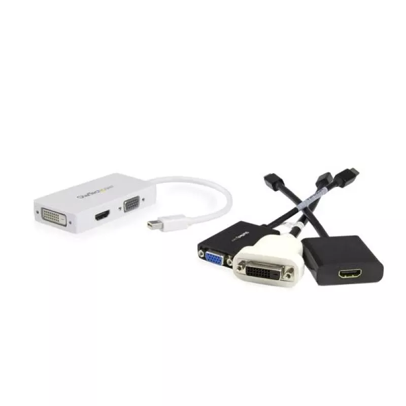 StarTech.com kelioninis A/V adapteris: 3-in-1 Mini DisplayPort į VGA, DVI arba HDMI keitiklis - baltas