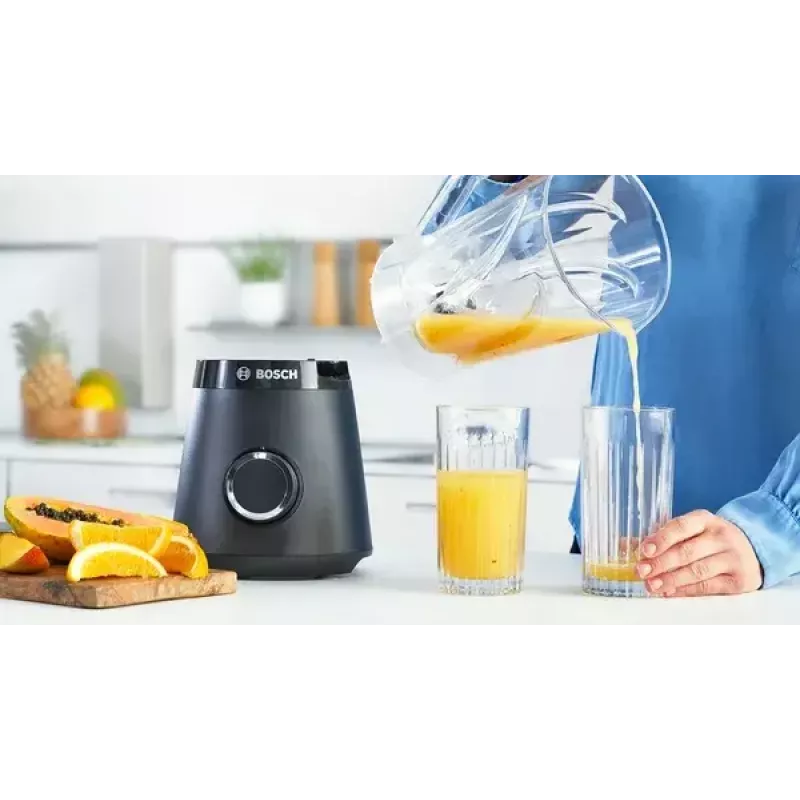 Stalo blenderis Bosch Serie 4 MMB6141B — 1200 W, 1,5 l Tritan dubuo, 2 greičiai, ledo smulkinimas, juodas