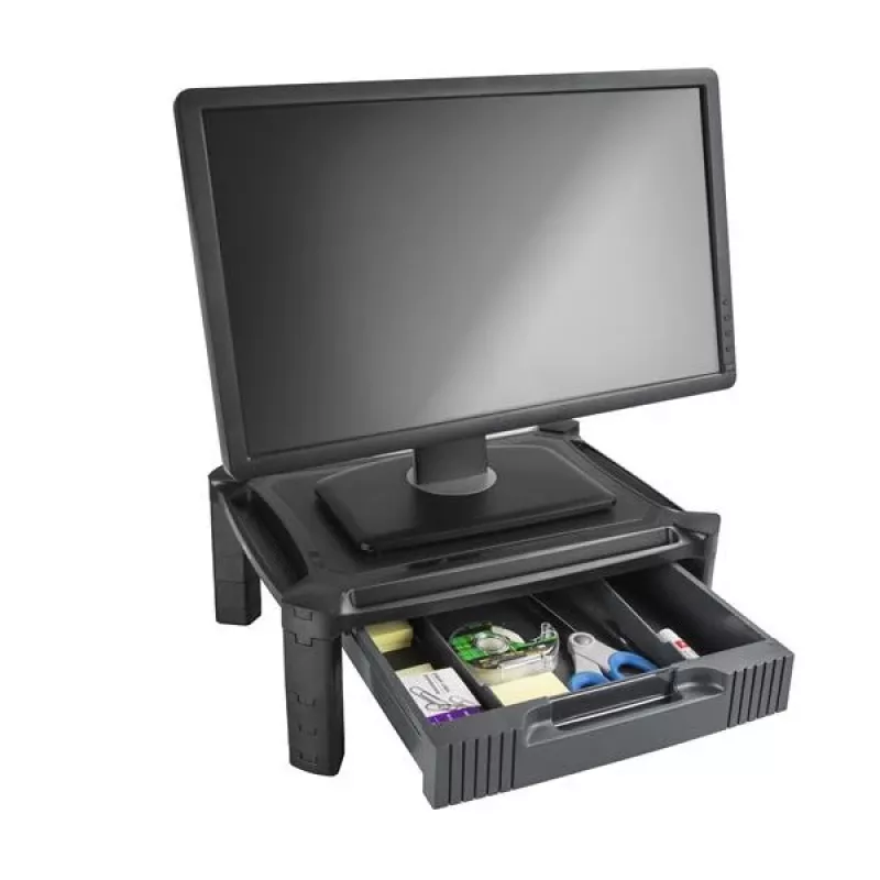 StarTech.com MONSTADJD reguliuojamo aukščio monitoriaus stovas su stalčiumi, laisvai pastatomas, 10 kg, 33-81,3 cm, juodas