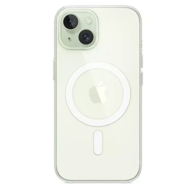 Apple apsauginis dėklas iPhone 15, MagSafe, permatomas, polikarbonatas, 6,1 colio