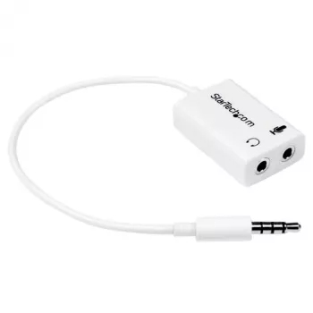 StarTech.com baltas ausinių adapteris ausinėms su atskirais ausinių / mikrofono kištukais - 3,5 mm 4 padėčių į 2x 3 padėčių 3,5 mm M/F
