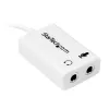 StarTech.com baltas ausinių adapteris ausinėms su atskirais ausinių / mikrofono kištukais - 3,5 mm 4 padėčių į 2x 3 padėčių 3,5 mm M/F