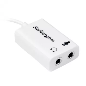 StarTech.com baltas ausinių adapteris ausinėms su atskirais ausinių / mikrofono kištukais - 3,5 mm 4 padėčių į 2x 3 padėčių 3,5 mm M/F