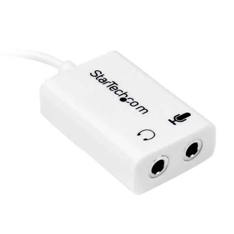 StarTech.com baltas ausinių adapteris ausinėms su atskirais ausinių / mikrofono kištukais - 3,5 mm 4 padėčių į 2x 3 padėčių 3,5 mm M/F