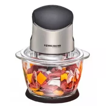 Elektrinis smulkintuvas Rommelsbacher MZ 400 — 1,0 l stiklinis dubuo, 400 W, nerūdijančio plieno 4 ašmenų peilis, juodas