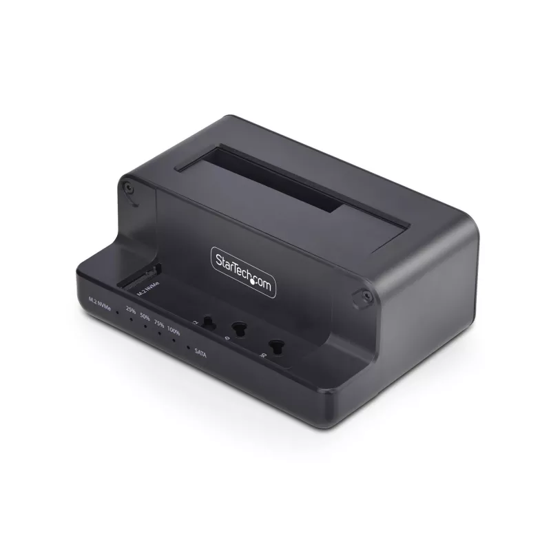 StarTech.com M.2 NVMe į 2,5/3,5 colio SATA diskų kopijavimo įrenginys, dviejų lizdų atskiras SSD klonavimo įrenginys / diskų dokas, dvikryptis NVMe į SATA / SATA į NVMe, iki 27 GB/min, TAA