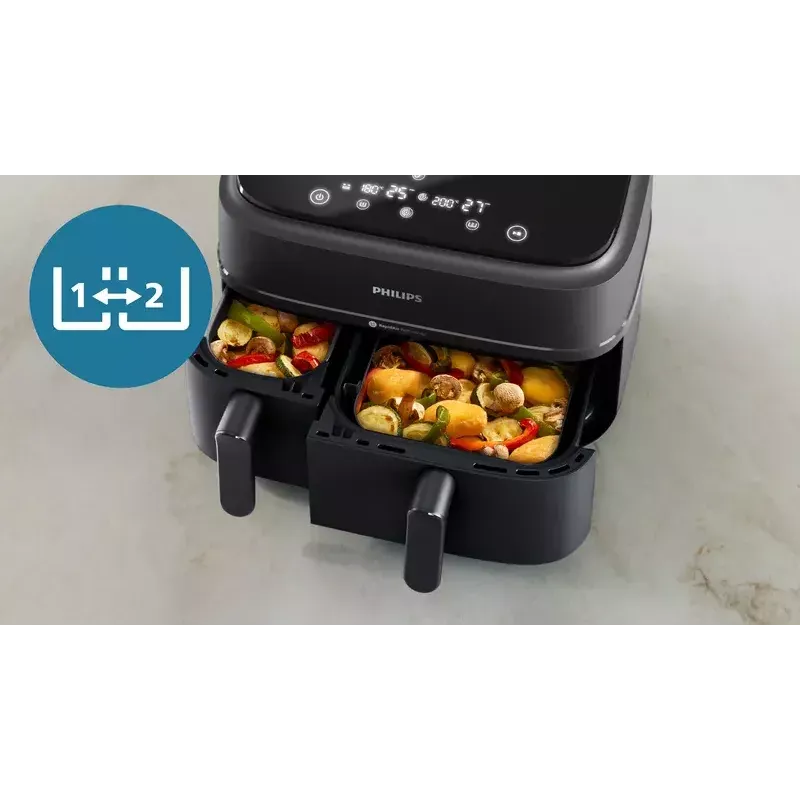 Oro gruzdintuvė Philips 3000 serijos NA352/04 9L 2750W Dvigubas krepšelis
