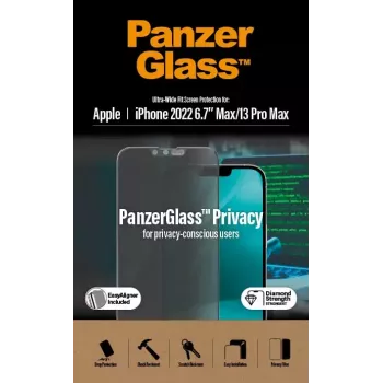 PanzerGlass ® privatumo ekrano apsauga iPhone 14 Plus | 13 Pro Max | Ultra-Wide Fit su EasyAligner