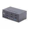 StarTech.com 2 prievadų dviejų monitorių DisplayPort KVM jungiklis, 4K 60Hz, 2x USB 5Gbps šakotuvas, 2x USB 2.0 HID prievadai, perjungimas klavišais ir mygtukais, atitinka TAA, 3 lygio ESD apsauga