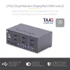 StarTech.com 2 prievadų dviejų monitorių DisplayPort KVM jungiklis, 4K 60Hz, 2x USB 5Gbps šakotuvas, 2x USB 2.0 HID prievadai, perjungimas klavišais ir mygtukais, atitinka TAA, 3 lygio ESD apsauga