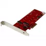 StarTech.com 2x M.2 SATA SSD valdiklio plokštė - PCIe, M.2, pilno aukščio / žemo profilio, PCI 2.0, raudona, CE, FCC, TAA