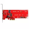 StarTech.com 2x M.2 SATA SSD valdiklio plokštė - PCIe, M.2, pilno aukščio / žemo profilio, PCI 2.0, raudona, CE, FCC, TAA