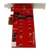 StarTech.com 2x M.2 SATA SSD valdiklio plokštė - PCIe, M.2, pilno aukščio / žemo profilio, PCI 2.0, raudona, CE, FCC, TAA