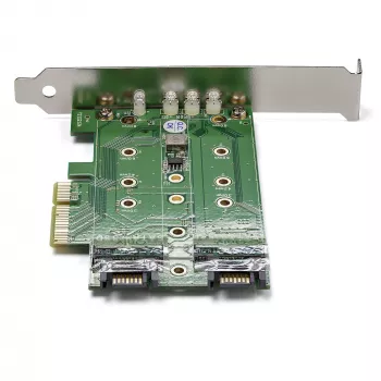 StarTech.com 3 prievadų M.2 SSD (NGFF) adapterio kortelė - 1 x PCIe (NVMe) M.2, 2 x SATA III M.2 - PCIe 3.0
