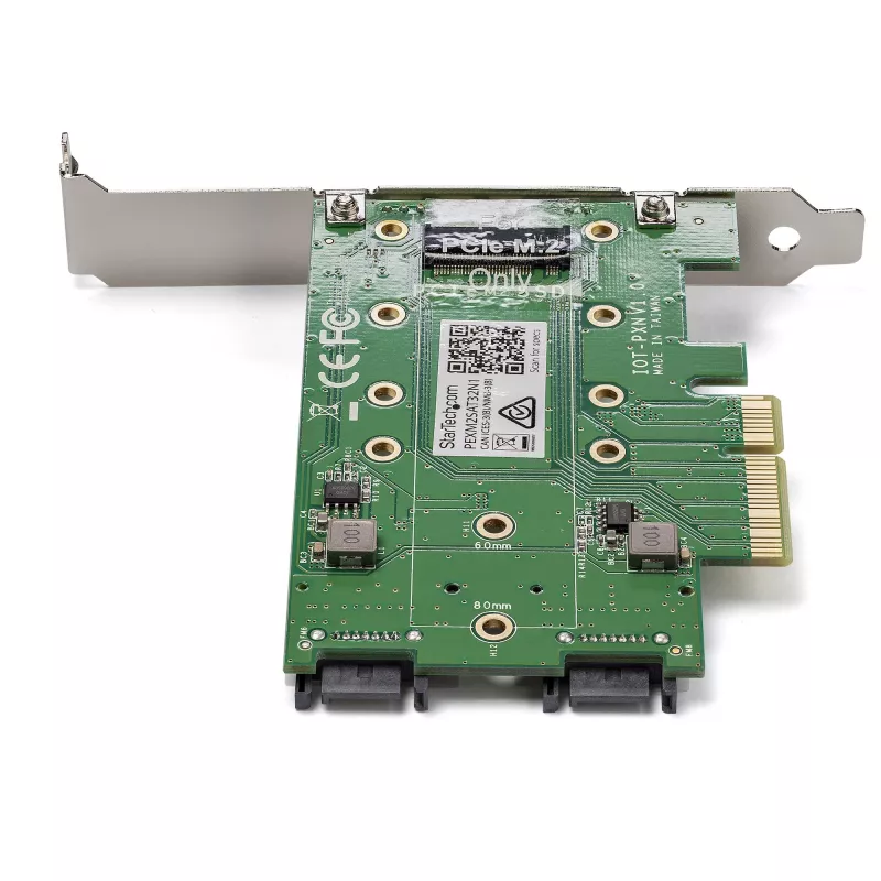 StarTech.com 3 prievadų M.2 SSD (NGFF) adapterio kortelė - 1 x PCIe (NVMe) M.2, 2 x SATA III M.2 - PCIe 3.0