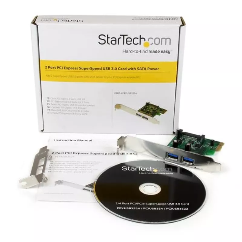StarTech.com 2 prievadų PCI Express (PCIe) SuperSpeed USB 3.0 kortelės adapteris su UASP – SATA maitinimas