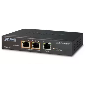 PLANET POE-E202 – 1 prievado PoE+ į 2 prievadų 802.3af/at Gigabit PoE pratęstuvas