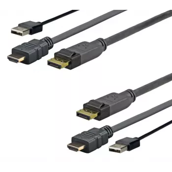 Vivolink PROHDMIUSBDP1 vaizdo kabelio adapteris 1 m DisplayPort HDMI + USB juoda