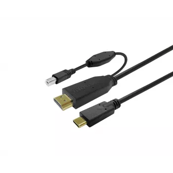 Vivolink PROUSBCHDMIUSBB10 USB 3.2 Gen 1 kabelis 10 m USB-C – HDMI + USB-B, juodas