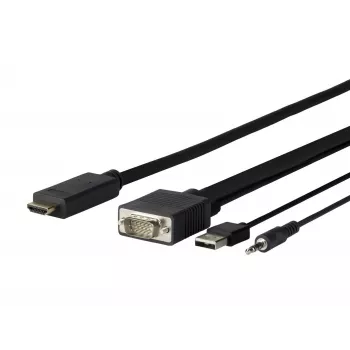 Vivolink PROVGAHDMI3 vaizdo kabelio adapteris 3 m HDMI VGA (D-Sub) + 3,5 mm + USB Type-A juodas