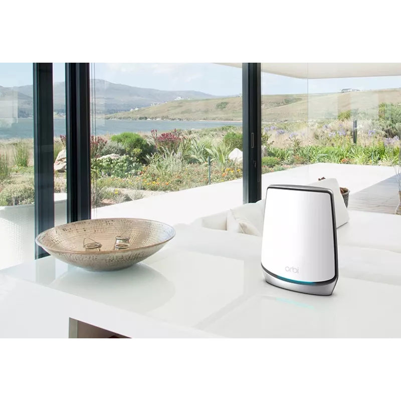 NETGEAR Orbi RBK853 AX6000 WiFi 6 tinklo sistema, trijų juostų (2,4 GHz / 5 GHz / 5 GHz), pilka