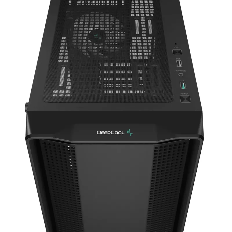 PC korpusas DeepCool CC560 V2 Midi Tower Juodas — ATX/microATX, grūdintas stiklas, RGB priekis, 360mm priekinis radiatorius, 370mm GPU