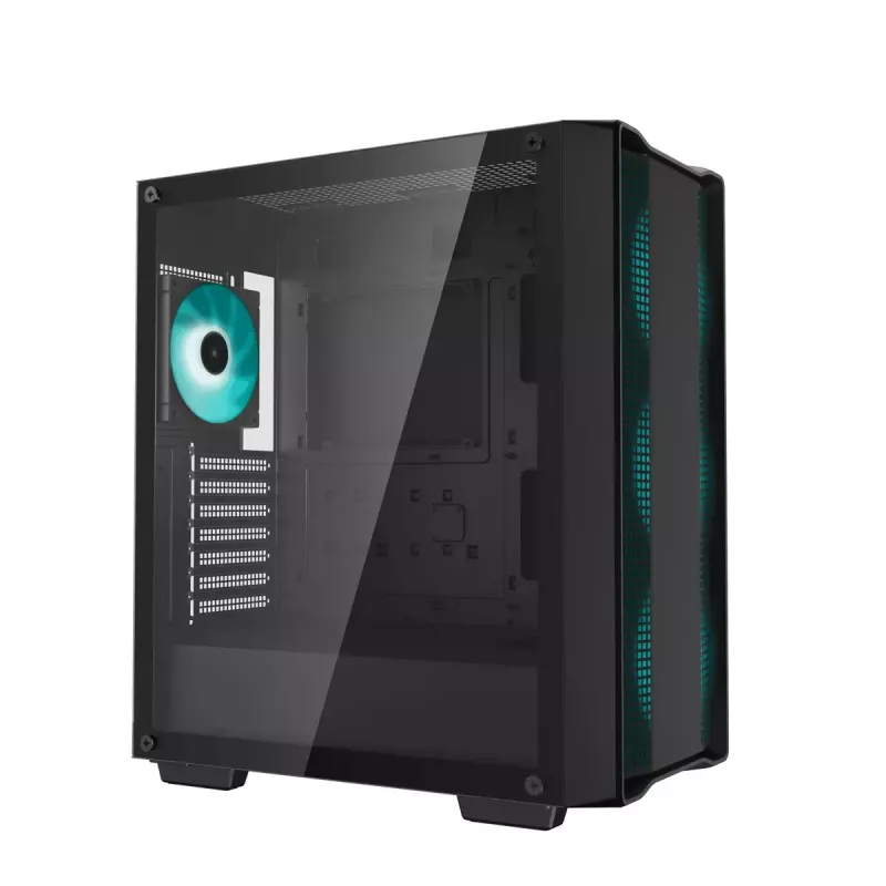 PC korpusas DeepCool CC560 V2 Midi Tower Juodas — ATX/microATX, grūdintas stiklas, RGB priekis, 360mm priekinis radiatorius, 370mm GPU