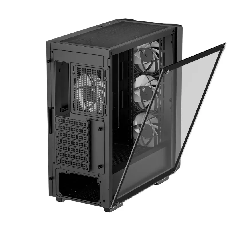 PC korpusas DeepCool CC560 V2 Midi Tower Juodas — ATX/microATX, grūdintas stiklas, RGB priekis, 360mm priekinis radiatorius, 370mm GPU