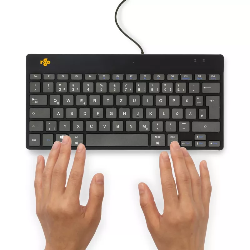 Ergonominė klaviatūra R-Go Compact Break, kompaktiška su pertraukų programine įranga, QWERTZ (DE), laidinė, juoda