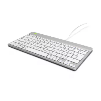 R-Go Tools ergonominė klaviatūra R-Go Compact Break, kompaktiška klaviatūra su pertraukų programine įranga, QWERTZ (DE), laidinė, balta