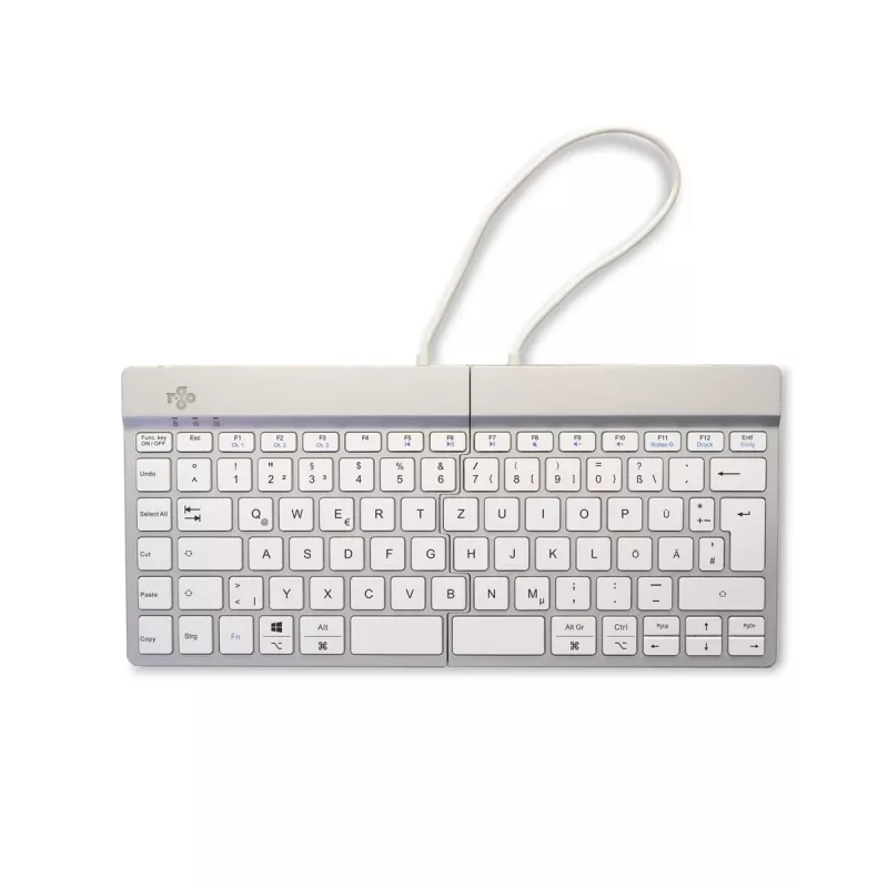 Ergonominė klaviatūra R-Go Split Break su pertraukų programine įranga, išskirta klaviatūra, QWERTZ (DE), Bluetooth, balta