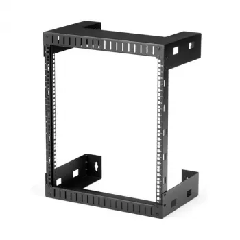 StarTech.com RK12WALLO 12U 19 colių sieninis tinklo stovas - 12 colių gylio atviras rėmas, 2 stulpai, 90 kg talpa, juodas
