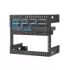 StarTech.com 8U 19 colių sieninis tinklo stovas - 12 colių gylio 2 stulpų atviras rėmas serverio patalpai, duomenų/AV/IT/kompiuterių įrangai/pataisų skydui su narvelinėmis veržlėmis ir varžtais, talpa 135 svarai, juodas (RK812WALLO)