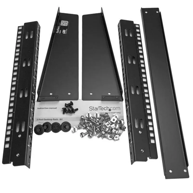 StarTech.com 2 stulpų 8U darbastalio serverio stovas, mažas atviras rėmas 19 colių kompiuterių stovas, kompaktiškas tinklo stovas AV / studijos / duomenų / IT įrangai - laisvai pastatomas dviejų stulpų namų / biuro stovas