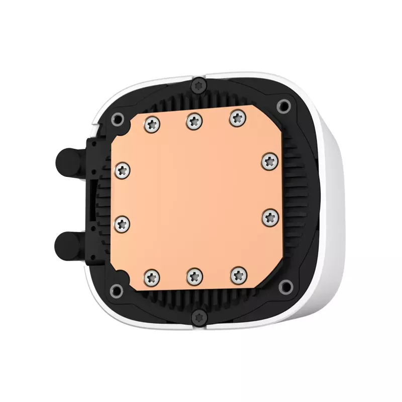 Vandens aušintuvas DeepCool LE520 WH — 120 mm ventiliatorius, 220 W TDP, baltas, palaiko LGA 1150/1151/1155/1200/1700 ir AM4/AM5