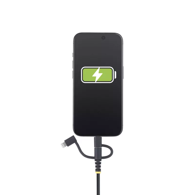 StarTech.com 1m Armored USB įkrovimo laidas, USB – Lightning/Micro-USB/Type-C, Apple MFi sertifikuotas, Aramidinis apvalkalas, Universalus 3-in-1 USB įkroviklio laidas, skirtas iPhone/iPad/Android