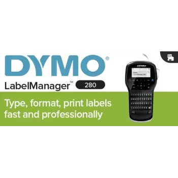 Etikečių spausdintuvas Dymo LabelManager 280 – terminis perdavimas, D1 juosta 6/9/12 mm, įkraunamas, LCD, QWERTY