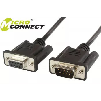 Microconnect SCSEHN3B serijinis kabelis 3 m, DB9 vyriškas / DB9 moteriškas, juodas