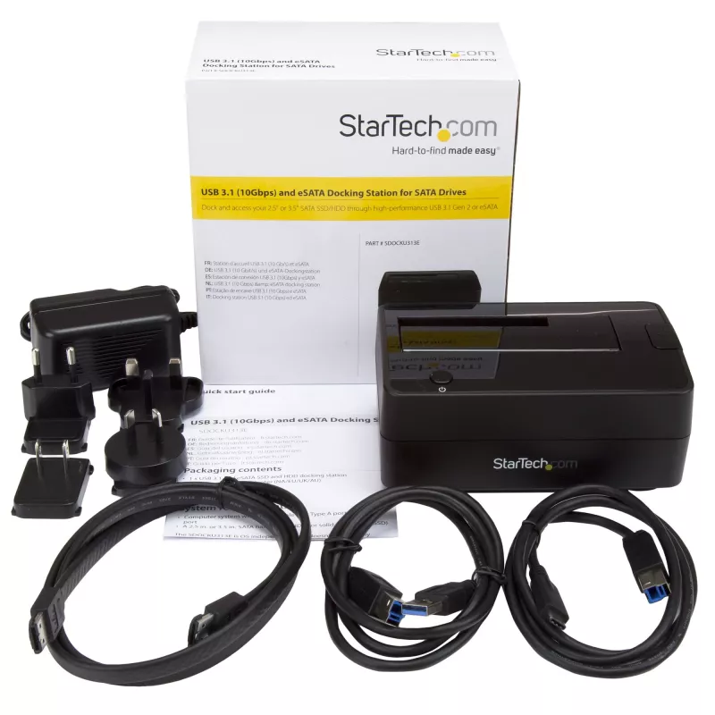 StarTech.com vieno lizdo USB 3.1 / eSATA į SATA kietojo disko dokas, USB 3.1 (10 Gbps) išorinis 2,5/3,5 colio SATA III HDD/SSD dokas su viršutiniu įdėjimu