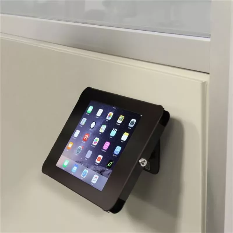 StarTech.com Secure Tablet Stovas – Tvirtinamas prie stalo ar sienos, juodas, 24,6 cm (9,7 colio), 9,7 colio iPad, plienas, 1,3 cm, Raktas