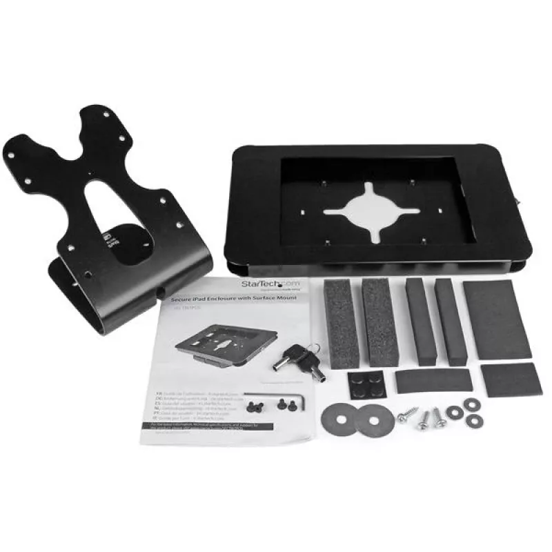 StarTech.com Secure Tablet Stovas – Tvirtinamas prie stalo ar sienos, juodas, 24,6 cm (9,7 colio), 9,7 colio iPad, plienas, 1,3 cm, Raktas