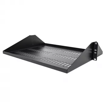 StarTech.com 2U serverio lentyna, centre montuojama vėdinama konsolinė padėkla 19 inch tinklo įrangos stovui, tvirto plieno, 200 kg talpa, 14 inch gylio, juoda
