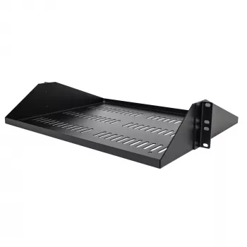 StarTech.com 2U serverio lentyna, centre montuojama vėdinama konsolinė padėkla 19 inch tinklo įrangos stovui, tvirto plieno, 200 kg talpa, 14 inch gylio, juoda