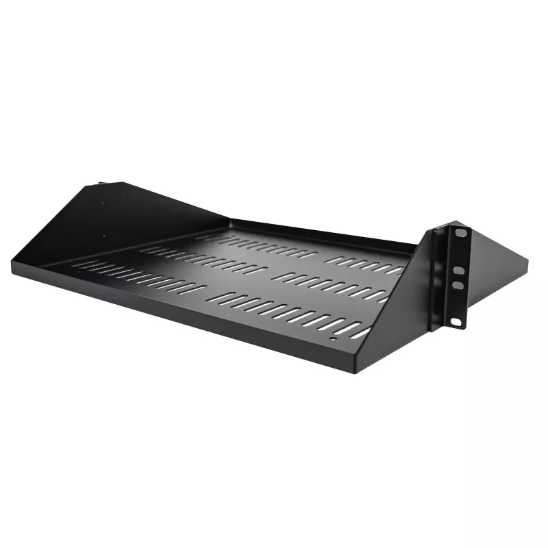StarTech.com 2U serverio lentyna, centre montuojama vėdinama konsolinė padėkla 19 inch tinklo įrangos stovui, tvirto plieno, 200 kg talpa, 14 inch gylio, juoda