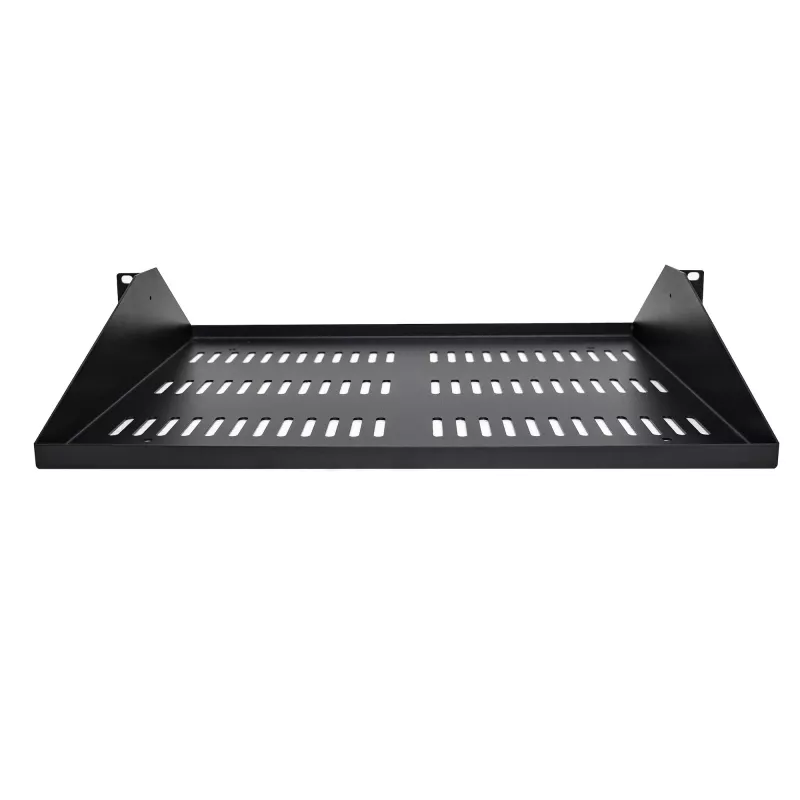 StarTech.com 2U serverio lentyna, centre montuojama vėdinama konsolinė padėkla 19 inch tinklo įrangos stovui, tvirto plieno, 200 kg talpa, 14 inch gylio, juoda