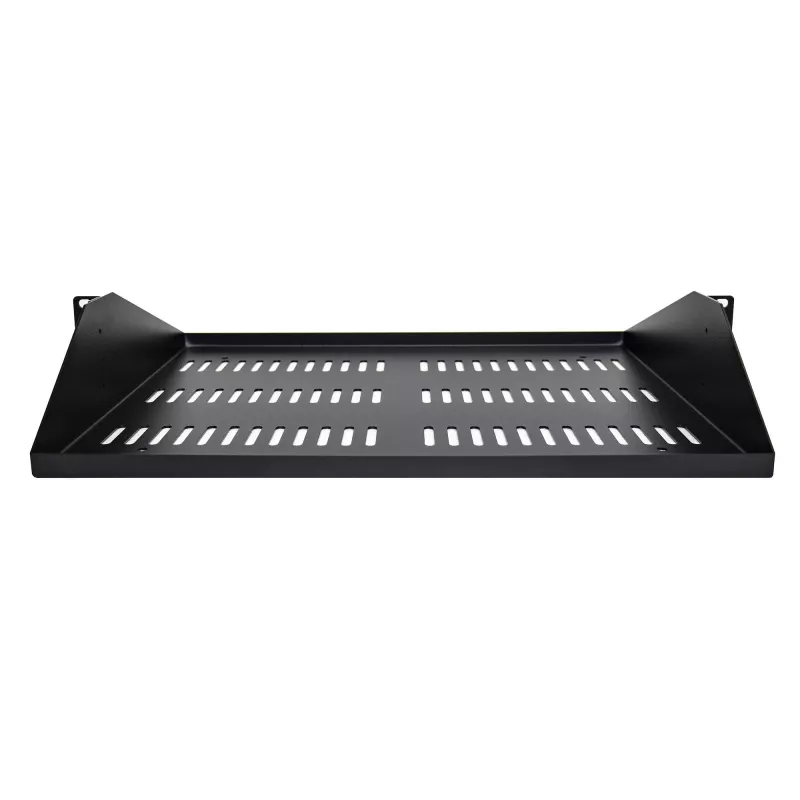 StarTech.com 2U serverio lentyna, centre montuojama vėdinama konsolinė padėkla 19 inch tinklo įrangos stovui, tvirto plieno, 200 kg talpa, 14 inch gylio, juoda