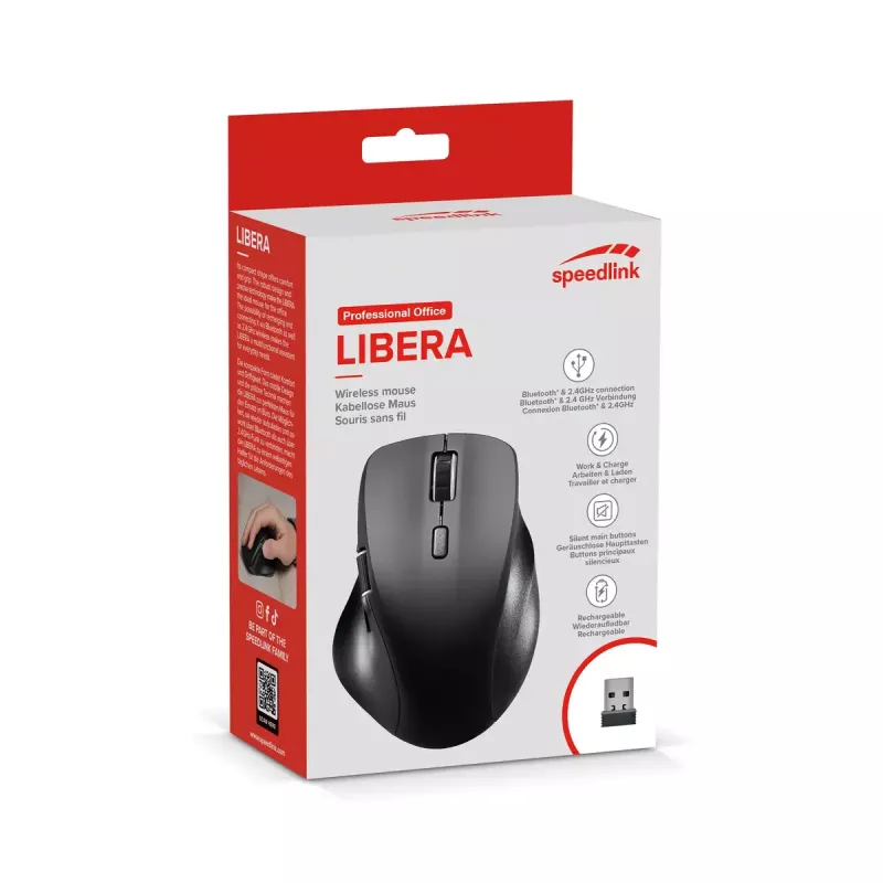 Pelė SPEEDLINK SL-630021-RRBK LIBERA belaidė RF + Bluetooth