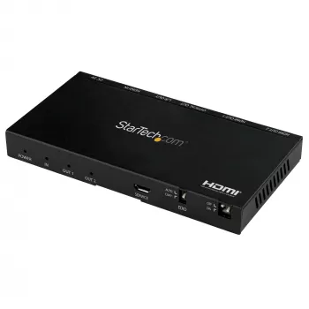 StarTech.com 2 prievadų HDMI skirstytuvas (1x2) - 4K 60Hz UHD HDMI 2.0 garso ir vaizdo skirstytuvas su keitikliu ir garso išgavimu (3.5mm/SPDIF) - Dvigubas HDMI skirstytuvas (1 įėjimas, 2 išėjimai) - EDID kopijavimas - TV/projektoriui