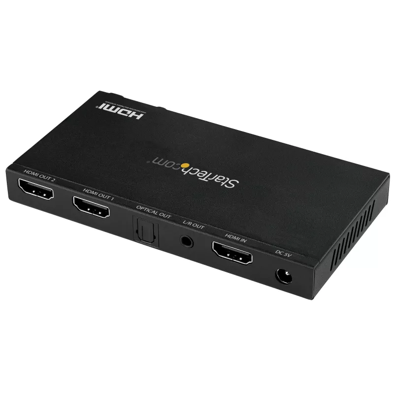 StarTech.com 2 prievadų HDMI skirstytuvas (1x2) - 4K 60Hz UHD HDMI 2.0 garso ir vaizdo skirstytuvas su keitikliu ir garso išgavimu (3.5mm/SPDIF) - Dvigubas HDMI skirstytuvas (1 įėjimas, 2 išėjimai) - EDID kopijavimas - TV/projektoriui