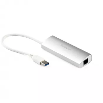 StarTech.com 3 prievadų nešiojamas USB 3.0 šakotuvas su Gigabit Ethernet – įmontuotu kabeliu